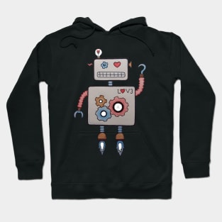 Robot in Love - Cartoon Robot with Heart Eye Hoodie